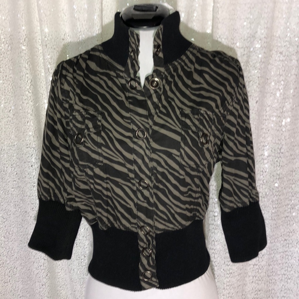 Y2K Zebra Crop Jacket